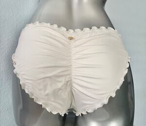 Victoria's Secret Nwt Coconut White Ruffled Ruffle Cheeky Swim Bikini Bottom